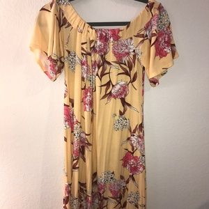 Yellow Floral Off-Shoulder Dress